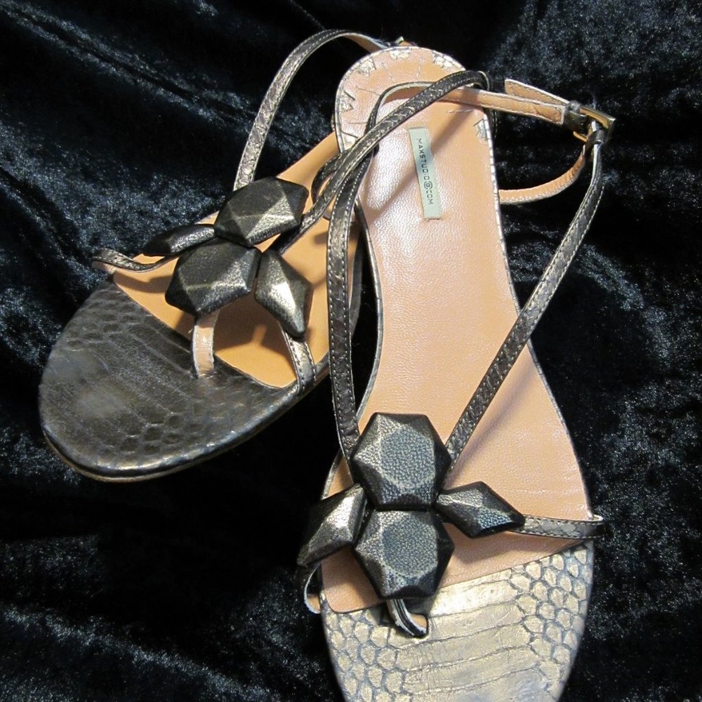 Copper tone GENUINE Snakeskin 1/2" heeled Sandles